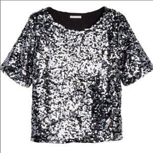 NWT H&M Silver sequin top perfect for NYE xs